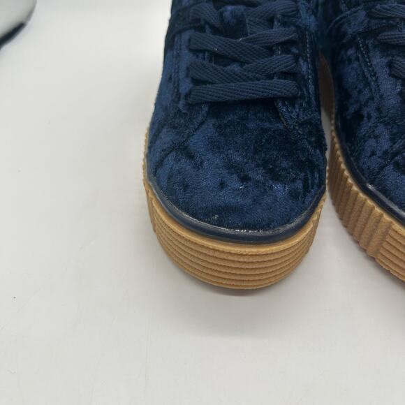 New Cape Robbin Velvet POLO 2 Navy Lace Up Chunky Retro Y2K Heel Sneakers Size 5 - Picture 6 of 11